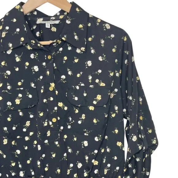 SPEED CONTROL | Women's Black & Yellow Lightweight Floral Shirt Dress | Size L - Picture 3 of 13